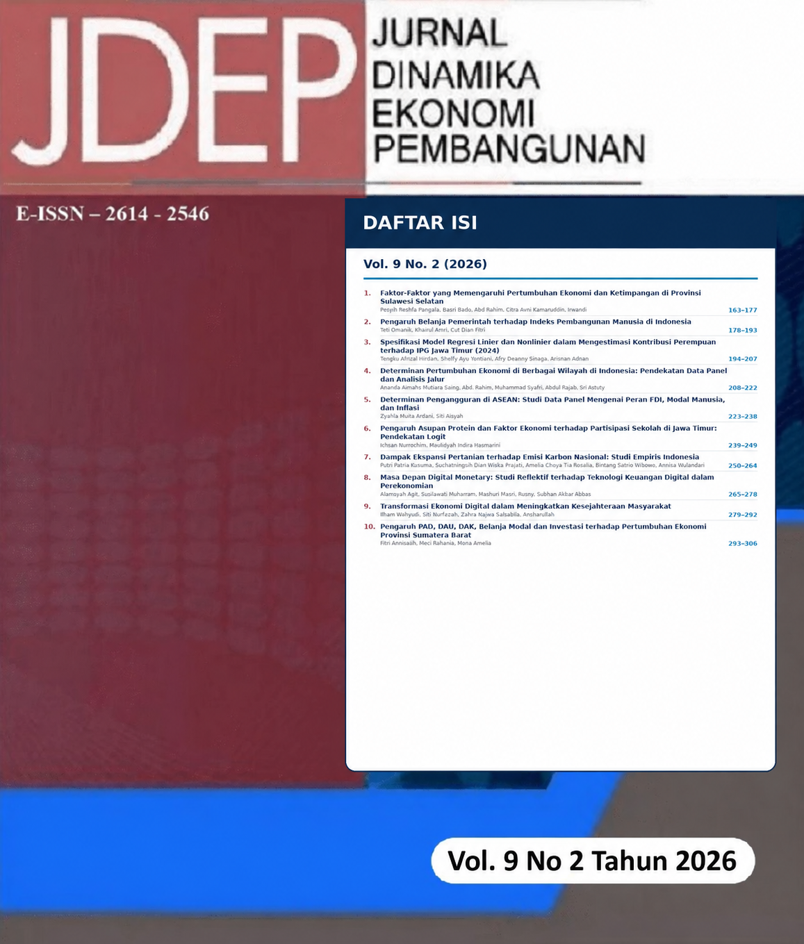					View Vol. 9 No. 2 (2026): JDEP (Jurnal Dinamika Ekonomi Pembangunan)
				